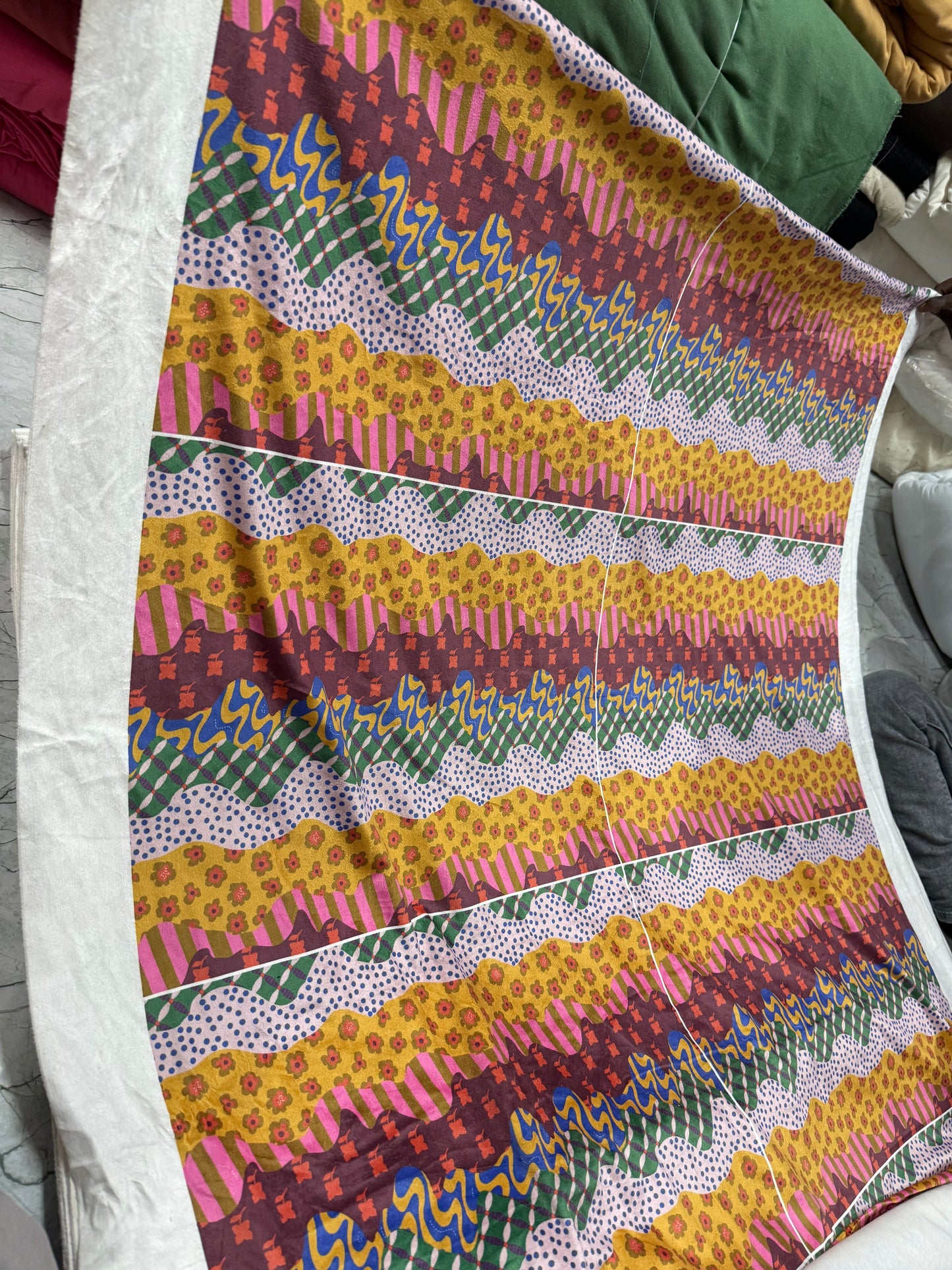 Buy Cotton Velvet Multi Base Printed Fabric - MAF 