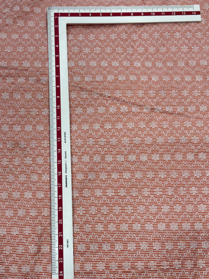 Buy Cotton Schiffli Rust Orange Stripe Embroidered Fabric
