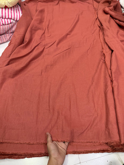 Buy Rare Pure Linen Rust Brown Solid Fabric