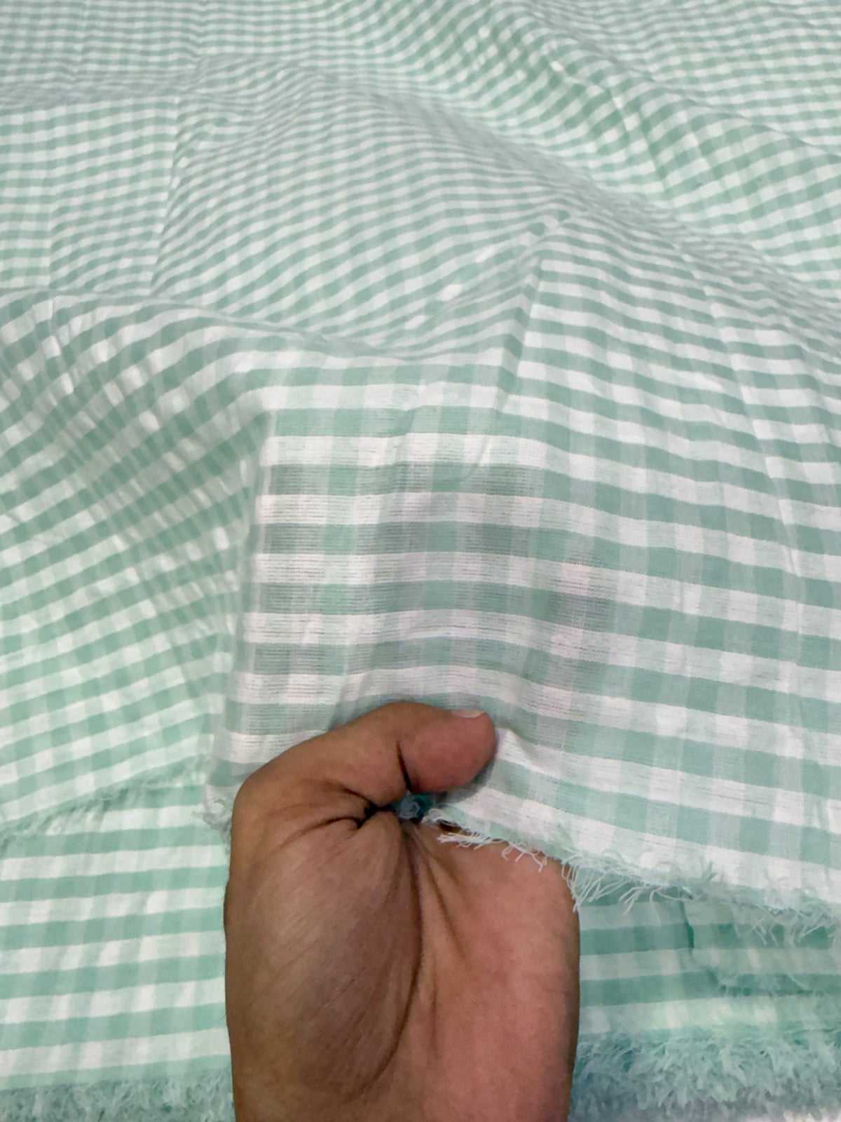 Buy Premium Buy Seersucker Green White Beautiful Checks Fabric