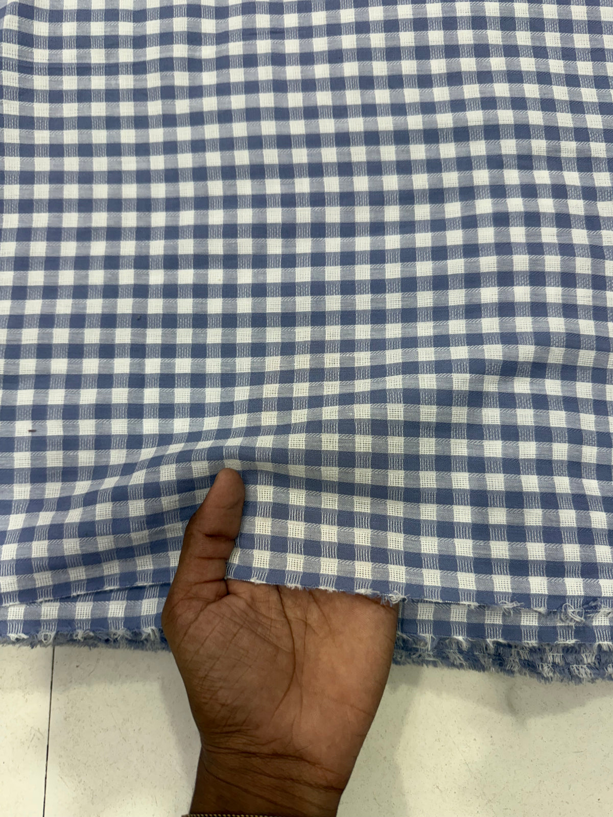 Buy Premium Cotton Yarn-Dyed Sky Blue Gingham Check Fabric