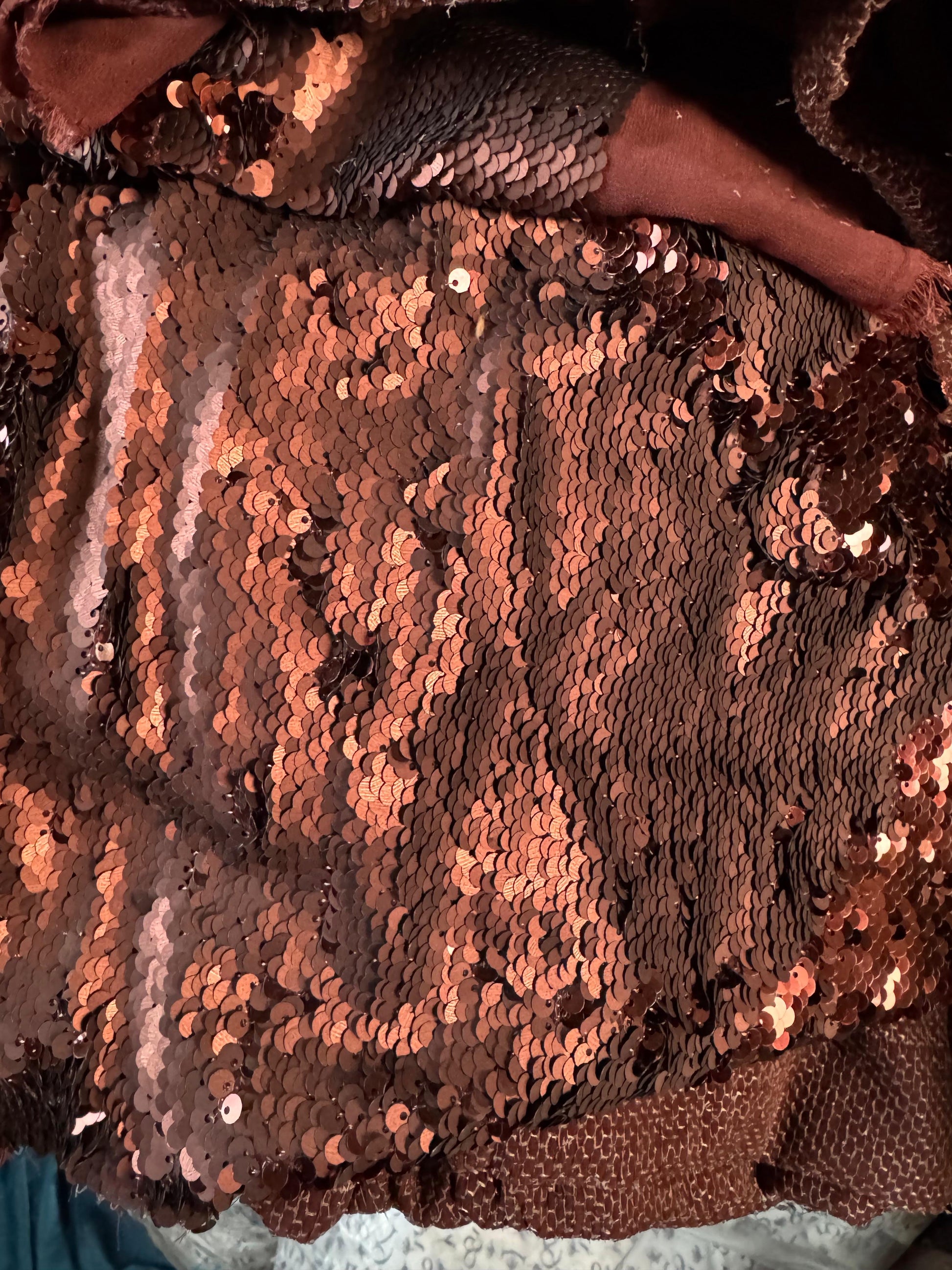 Buy Sequins Brown Coloured Fabric - MAF 