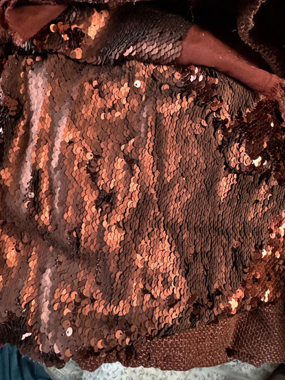 Buy Sequins Brown Coloured Fabric - MAF 