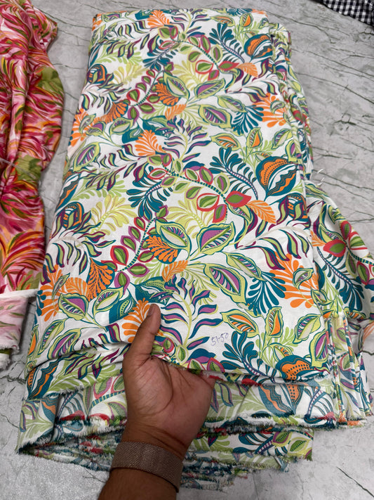 Buy Cotton Viscose Multi Flower Printed Fabric - MAF 