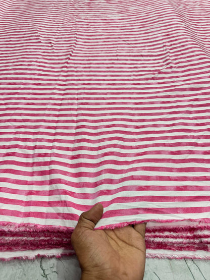 Buy Cotton Viscose Pink Stripe Fabric - MAF 