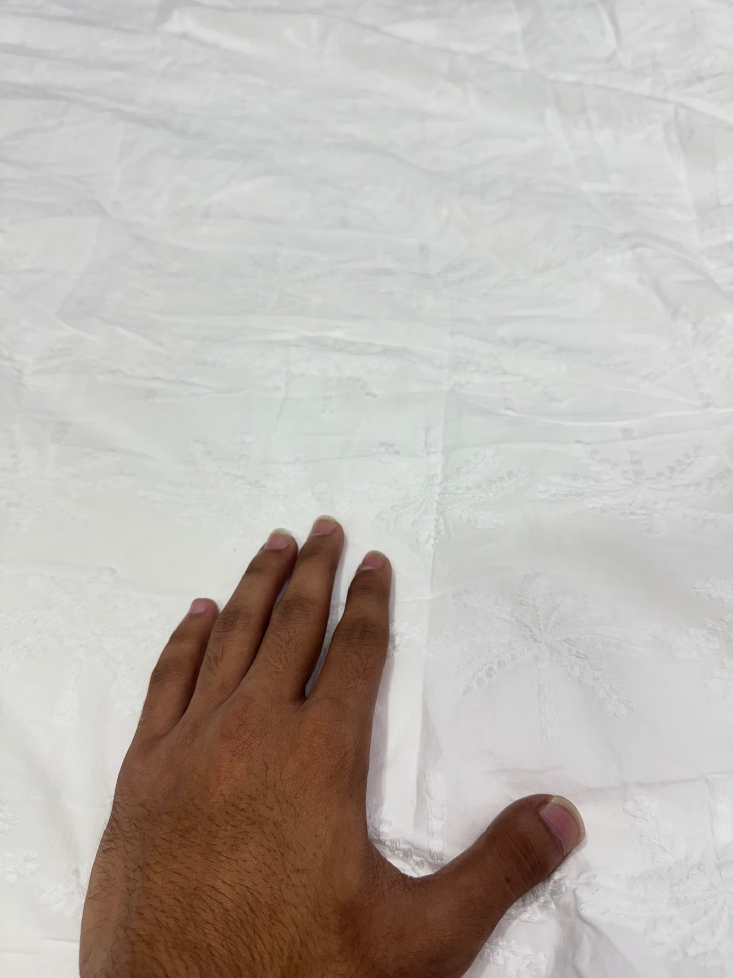 Buy Premium Cotton Cambric Schiffli White Palm Fabric