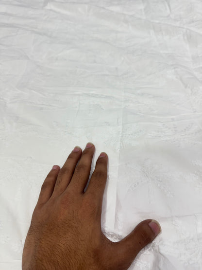 Buy Premium Cotton Cambric Schiffli White Palm Fabric