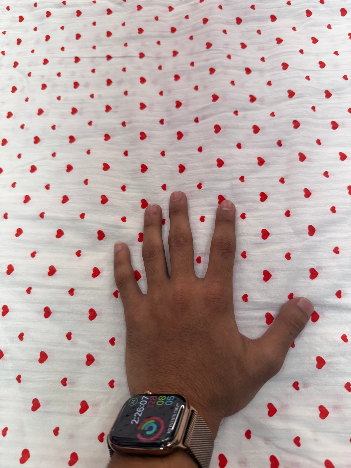 Buy Premium Seersucker White Red Heart Print Fabric
