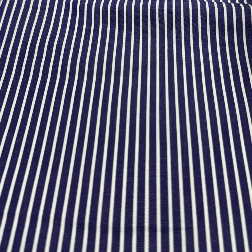 Buy Arvind Mill Poplin Blue Base White Stripes Formal Fabric