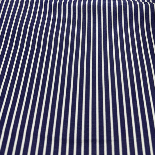 Buy Arvind Mill Poplin Blue Base White Stripes Formal Fabric