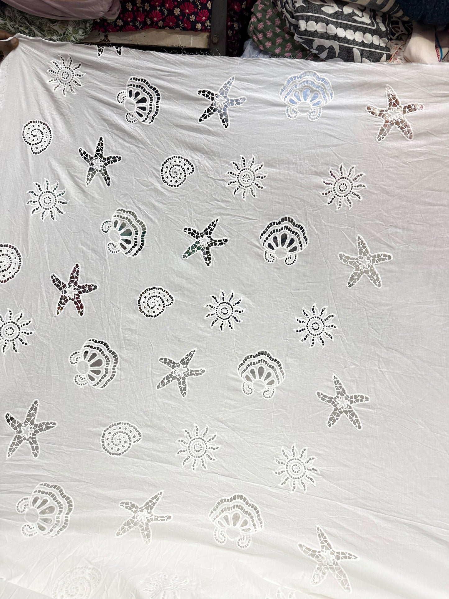 Buy Premium Cotton Cambric Schiffli Shell Star