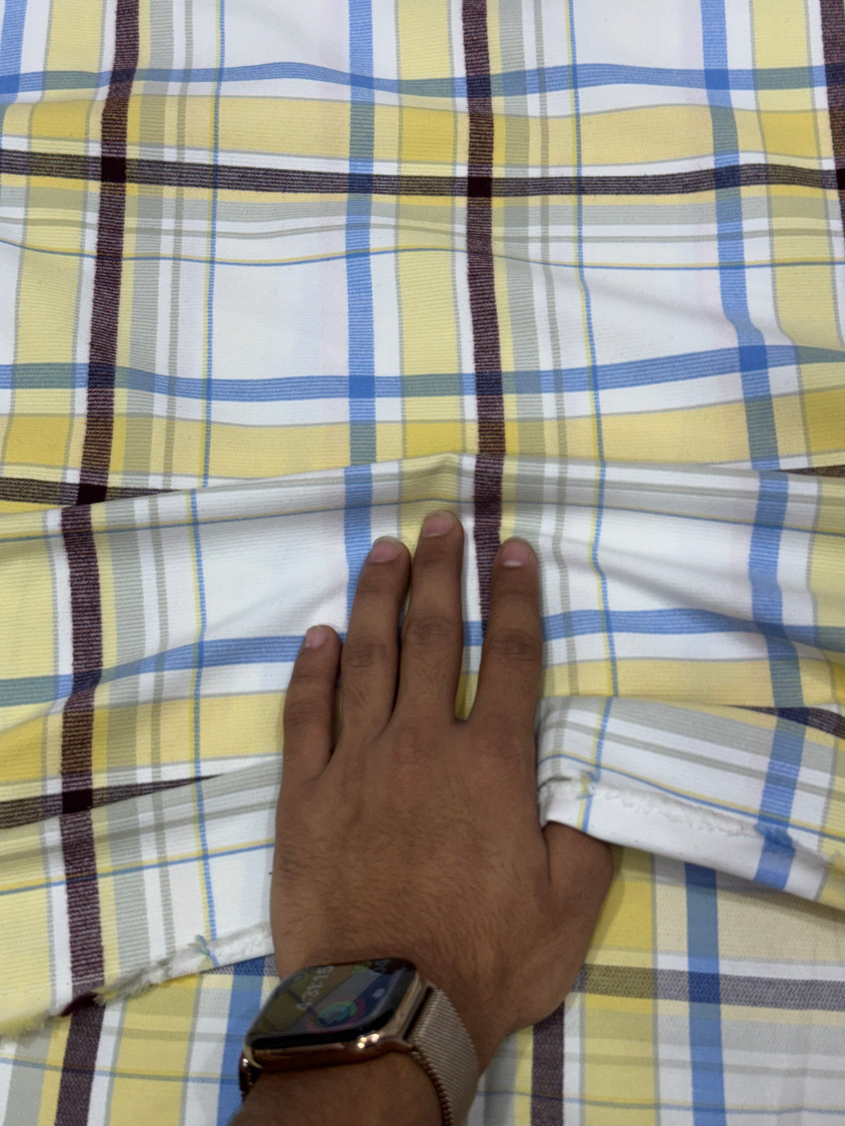 Buy Premium Corduroy White Yellow Blue Tartan Check Fabric