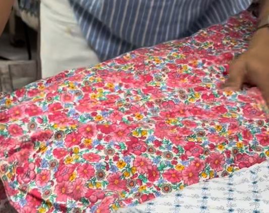 Buy Viscose Modal Red Floral Summer Design Fabric