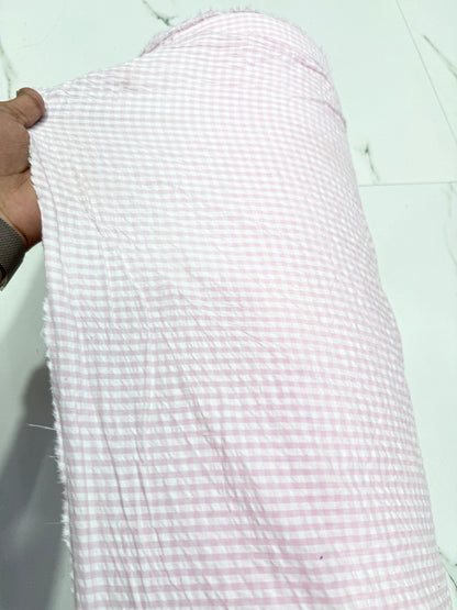 Buy Premium Seersucker Pink Gingham Blush Checks Fabric