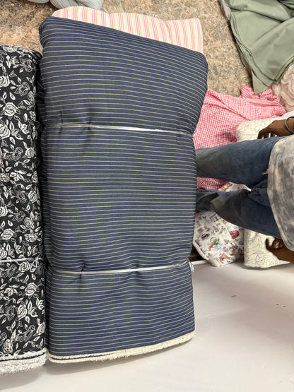 Buy Silky Denim Pin Stripe Printed Fabric