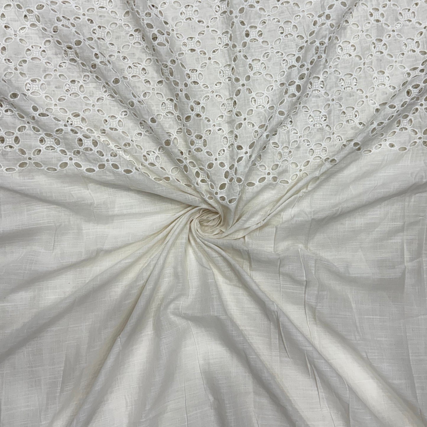 Cotton Hakoba 5 Leaf Diamond White Fabric Palazzo - MAF 