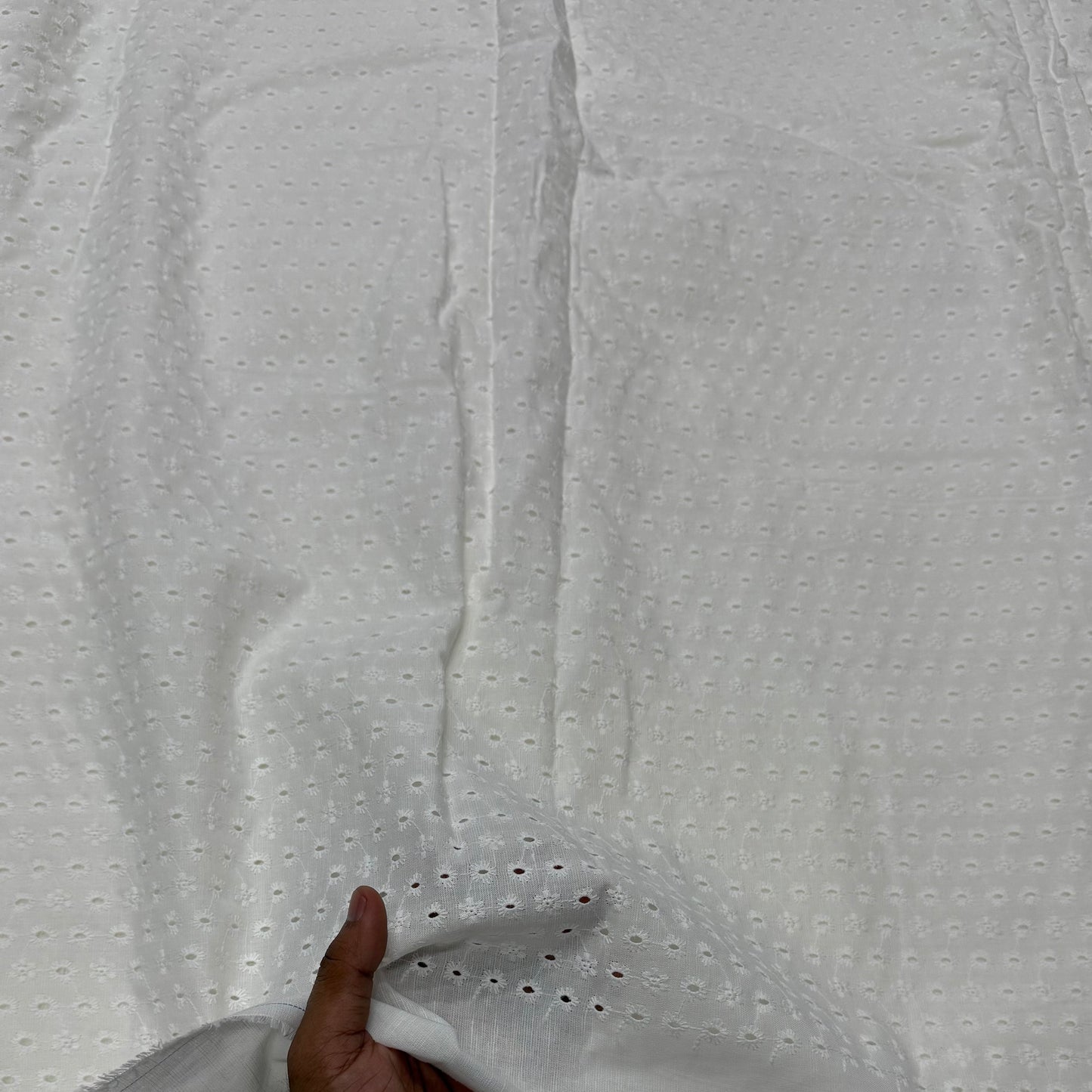 Buy Linen White Hakoba Flowery Cutwork - MAF 