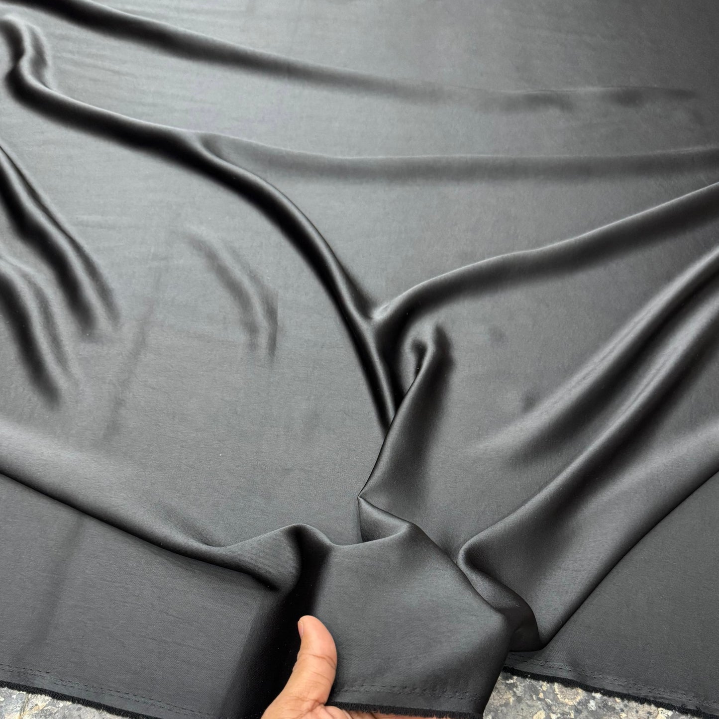Buy Viscose Italian Silk Solid Black - MAF 