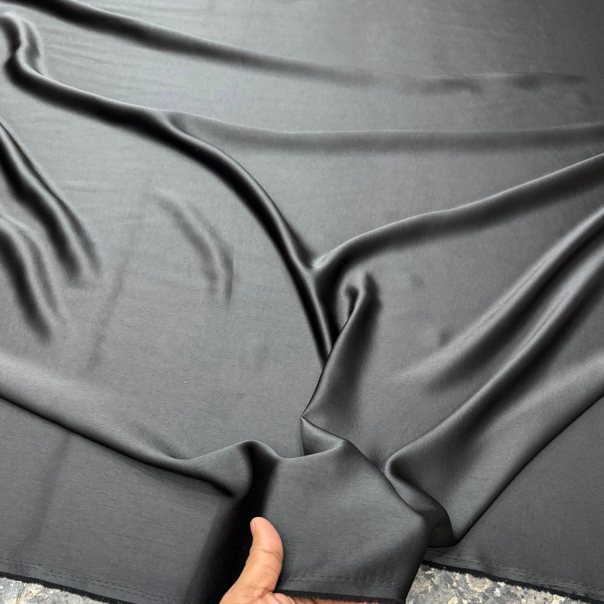 Buy Viscose Italian Silk Solid Black - MAF 