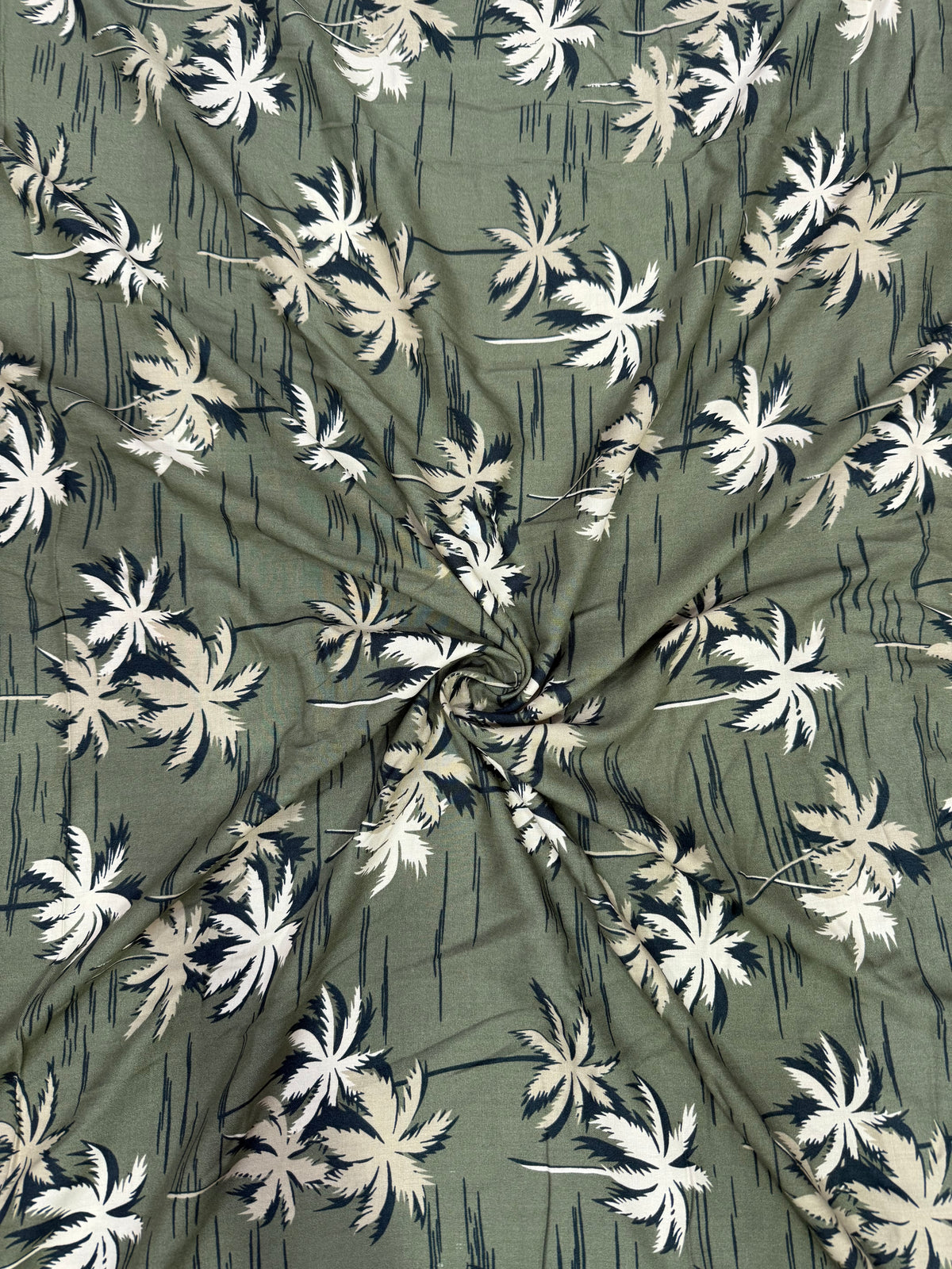 Buy Viscose Modal Olive Base Palm Trees Printed Fabric
