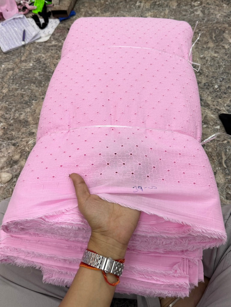 Buy Cotton Hakoba Baby Pink Baby Flower Embroidery