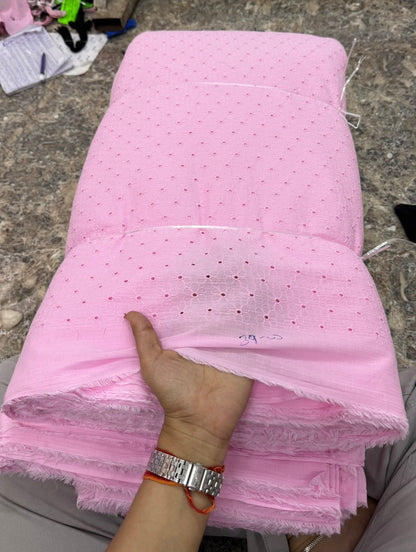 Buy Cotton Hakoba Baby Pink Baby Flower Embroidery