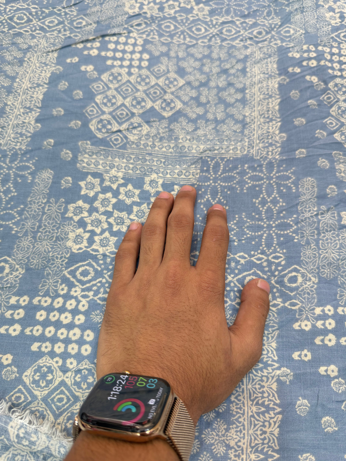 Buy Premium Steel Blue Bandhani Block Printed Viscose Rayon Fabric