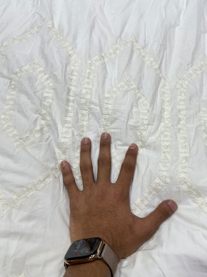 Buy Cotton Hakoba White Diamond Ogee Cutwork Fabric