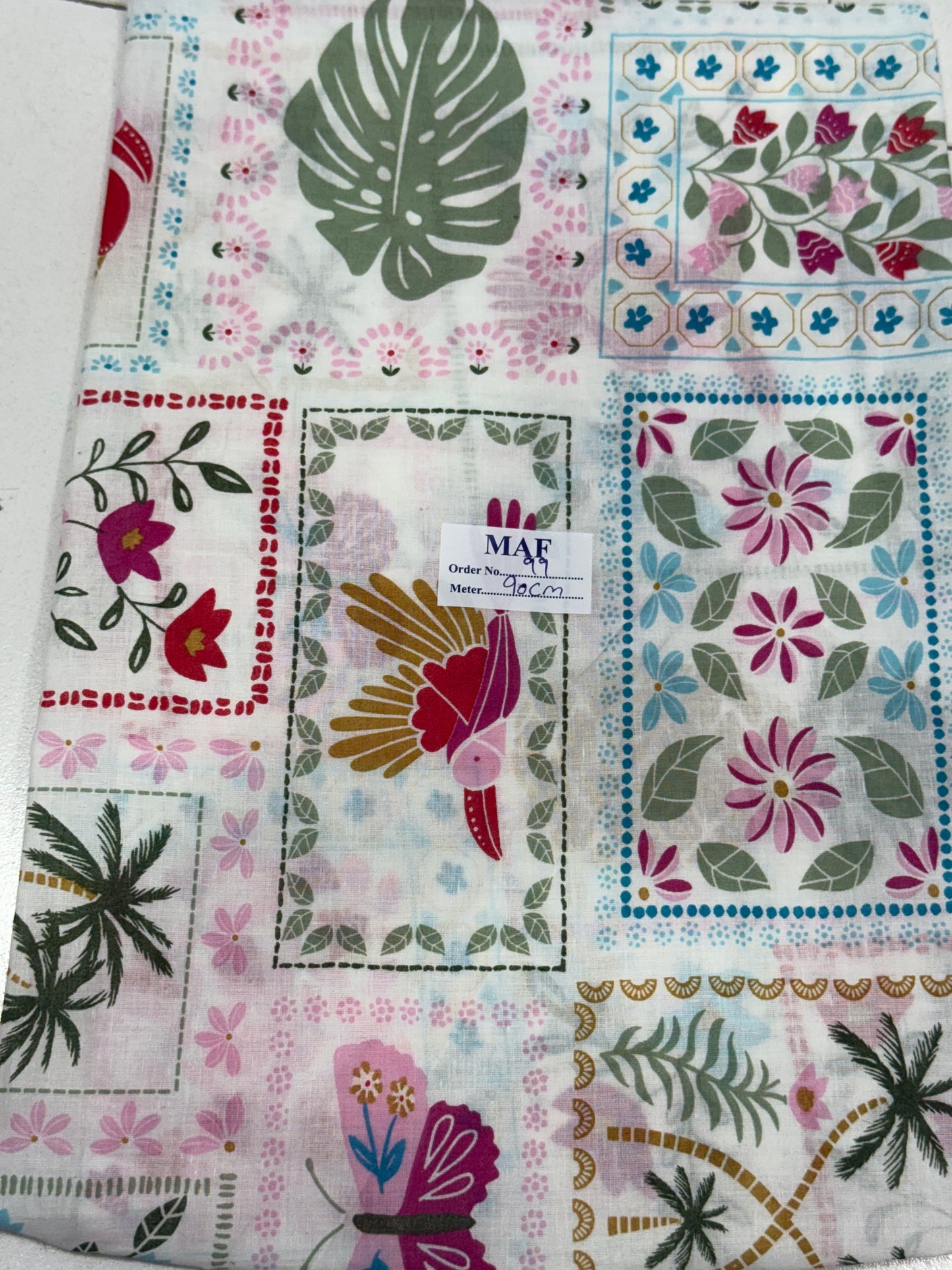 Buy Cutpiece Mul Cotton Tropical Printed 90 Centimeter