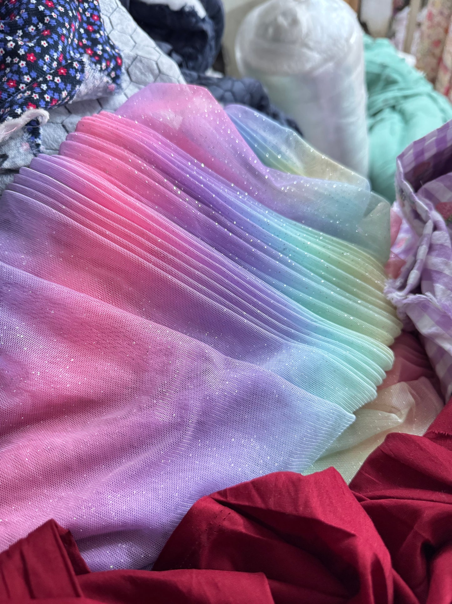 Buy Unicorn Shimmer Mesh Fabric