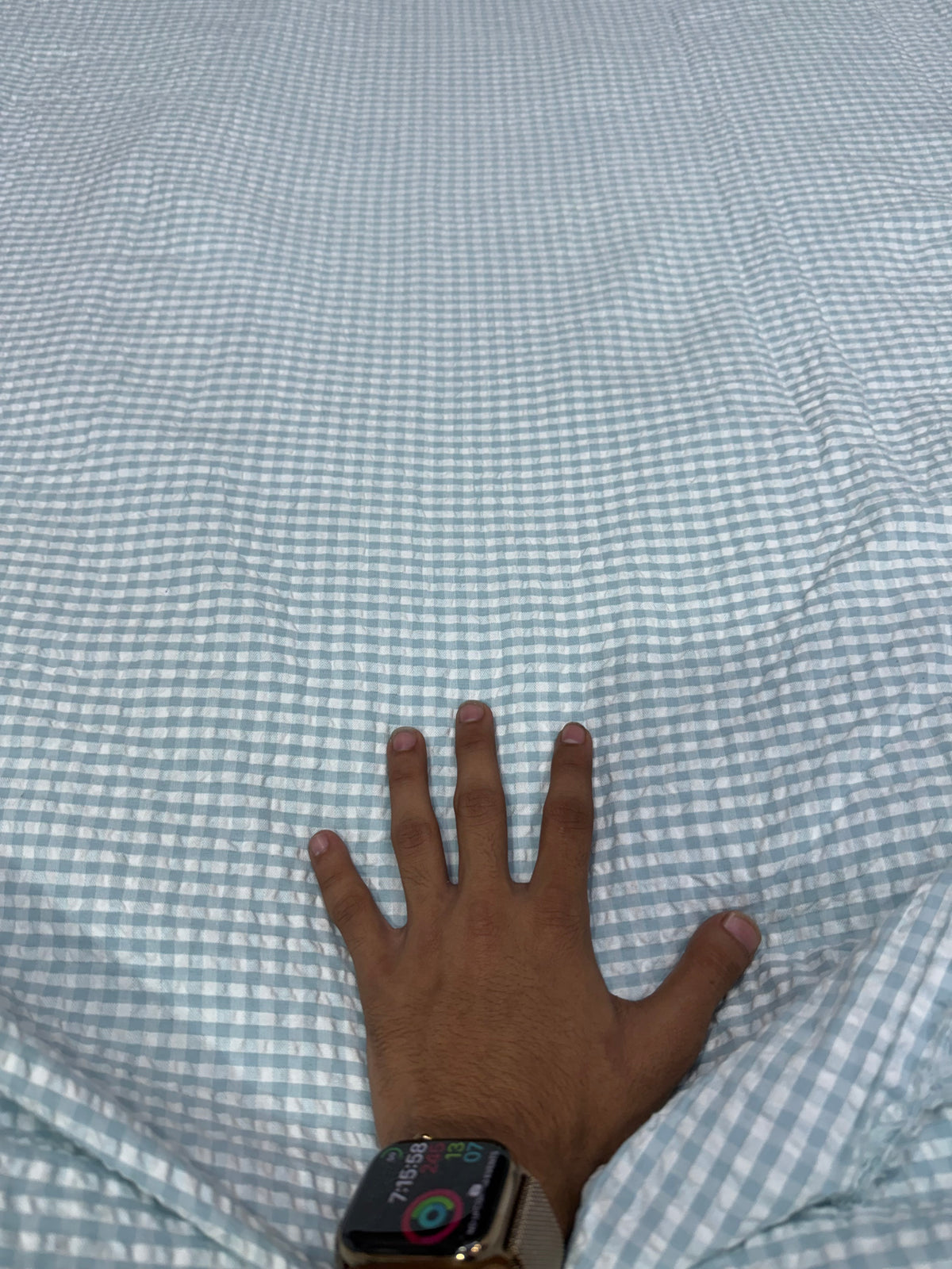 Buy Premium Seersucker Powder Blue White Gingham Check Fabric