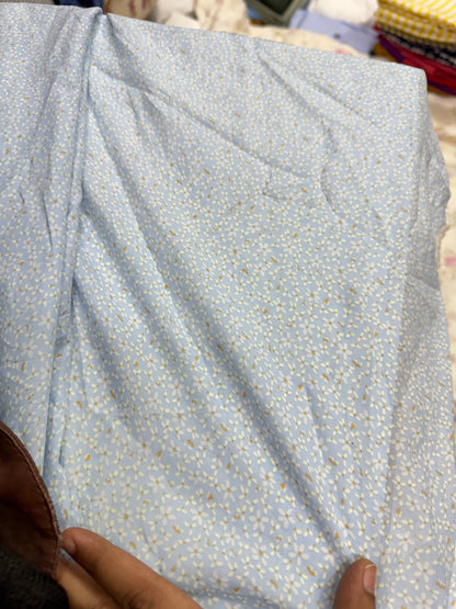Buy Mul Cotton Baby Blue Base Tiny Floral Fabric