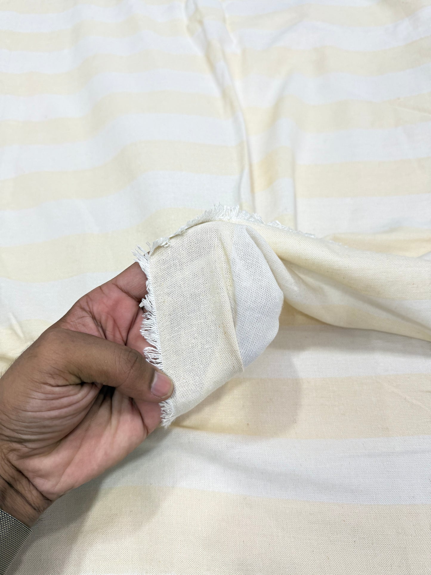 Buy Cotton Linen Broad Stripe Baby Yellow Fabric