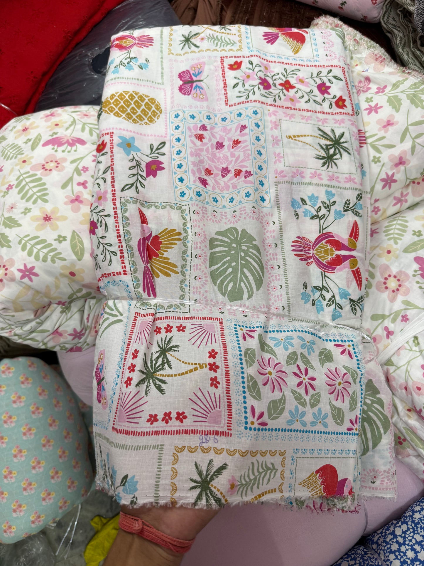 Buy Mul Cotton Tropical  Printed Fabric