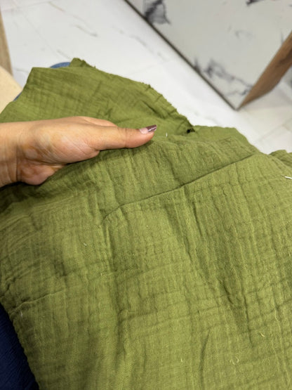 Buy Soft Cotton Double Cloth Olive Green Fabric