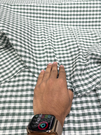 Buy Premium Seersucker Dark Green Gingham Check Fabric