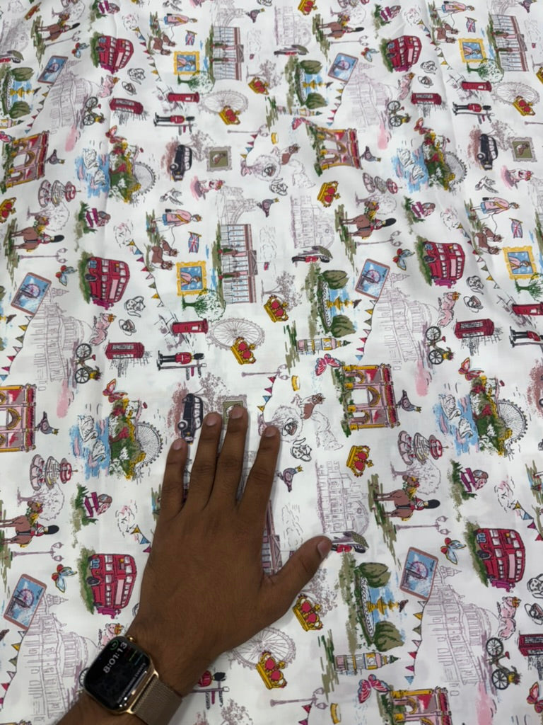 Buy Cotton Poplin City Printed Fabric