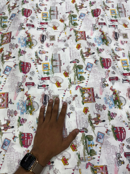 Buy Cotton Poplin City Printed Fabric