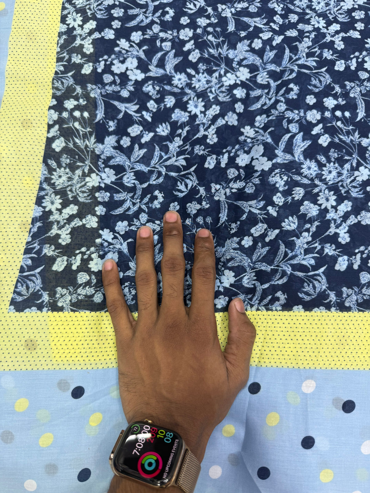 Buy Premium Mul Cotton Blue Polka & Print Combo Panel 80CM