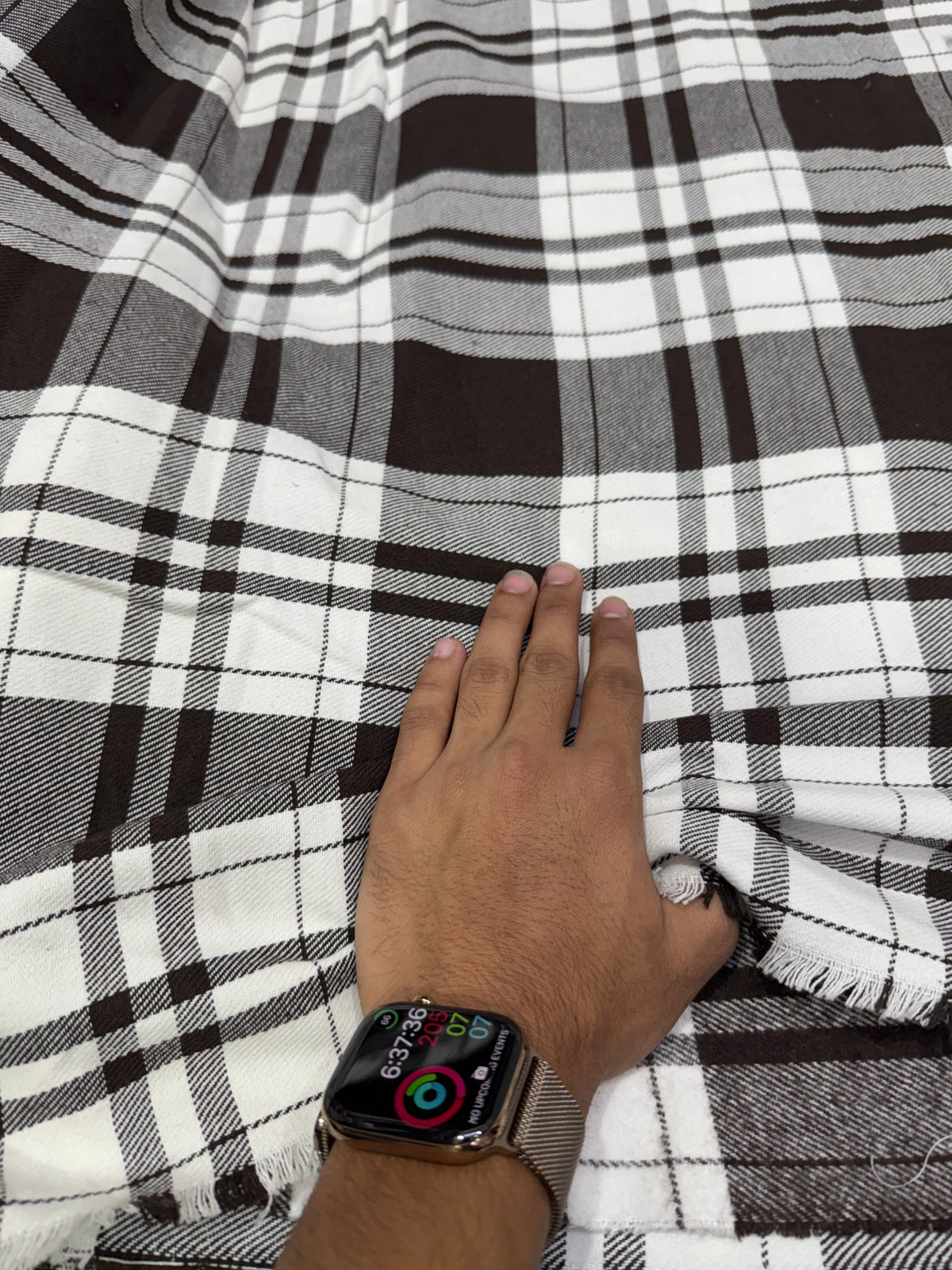 Buy Premium Cotton Twill Dark Brown White Tartan Check Fabric