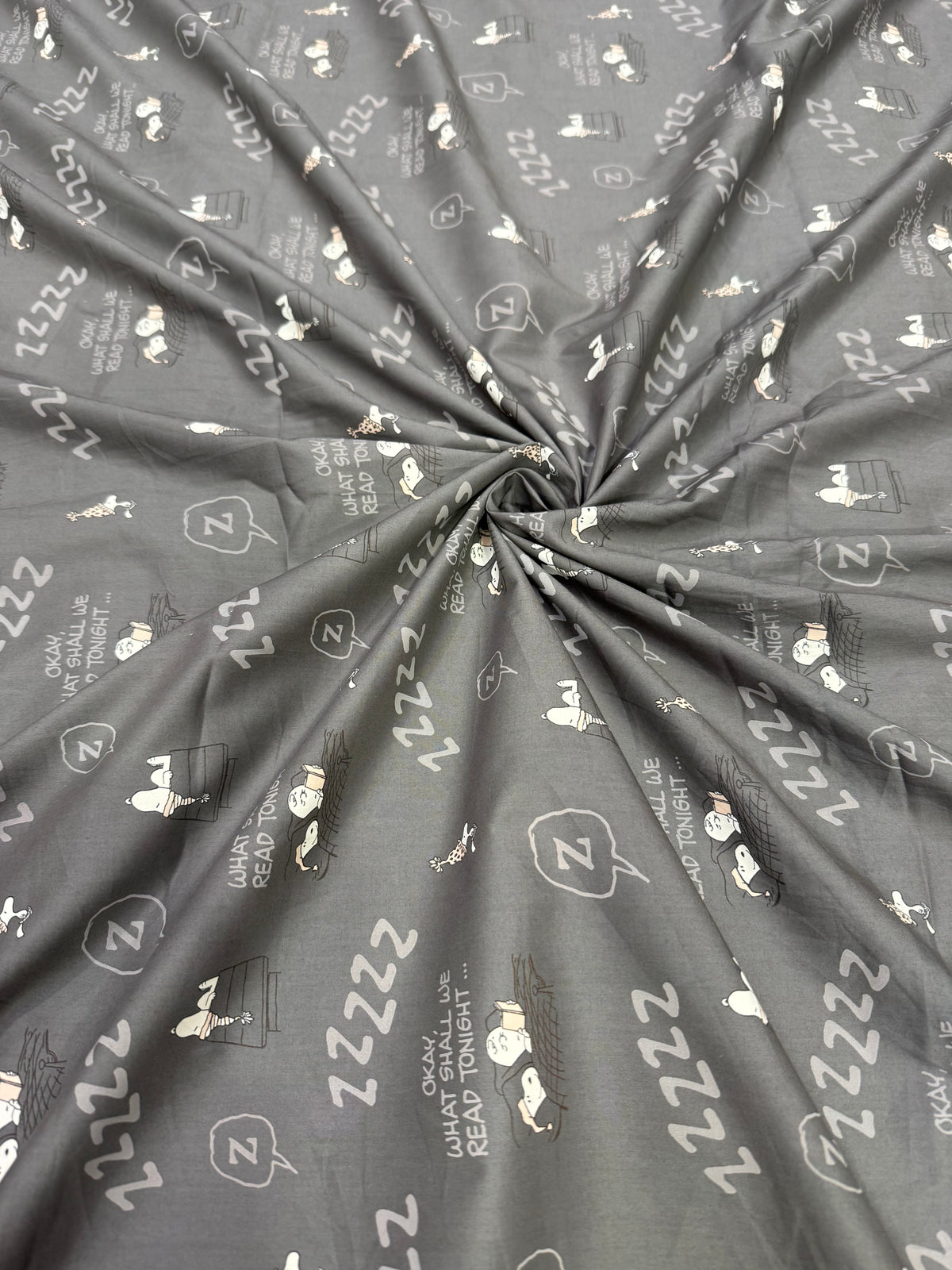 Buy Cotton Poplin Dark Grey Base Sleepy Kids Printed Fabric