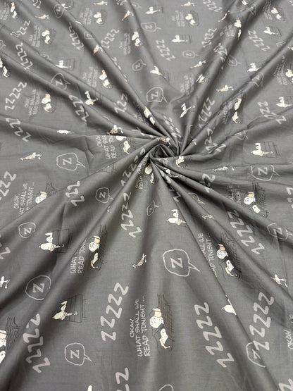 Buy Cotton Poplin Dark Grey Base Sleepy Kids Printed Fabric
