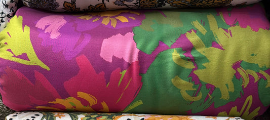 Buy Cotton Satin Lycra Abstract Leaf Printed Fabric