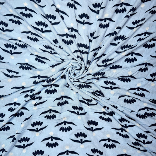 Buy Rayon Crepe Black Lattice Printed Fabric - MAF 