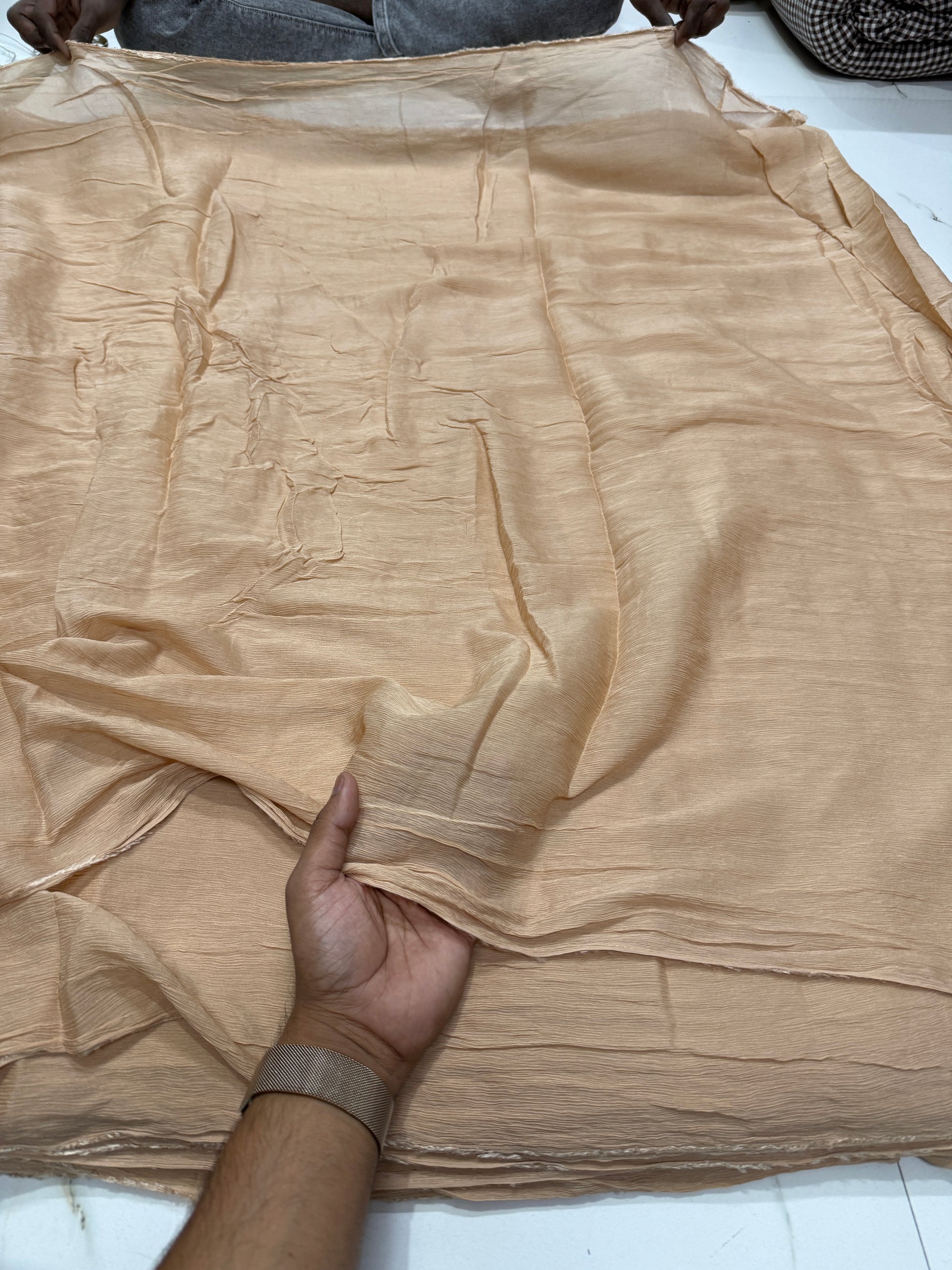 Buy Pure Chiffon Solid Coffee Fabric - MAF 