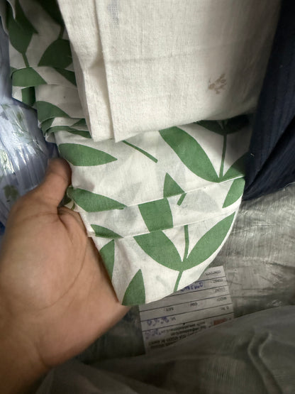 Buy Premium Cotton Print White Green Leaf Fabric