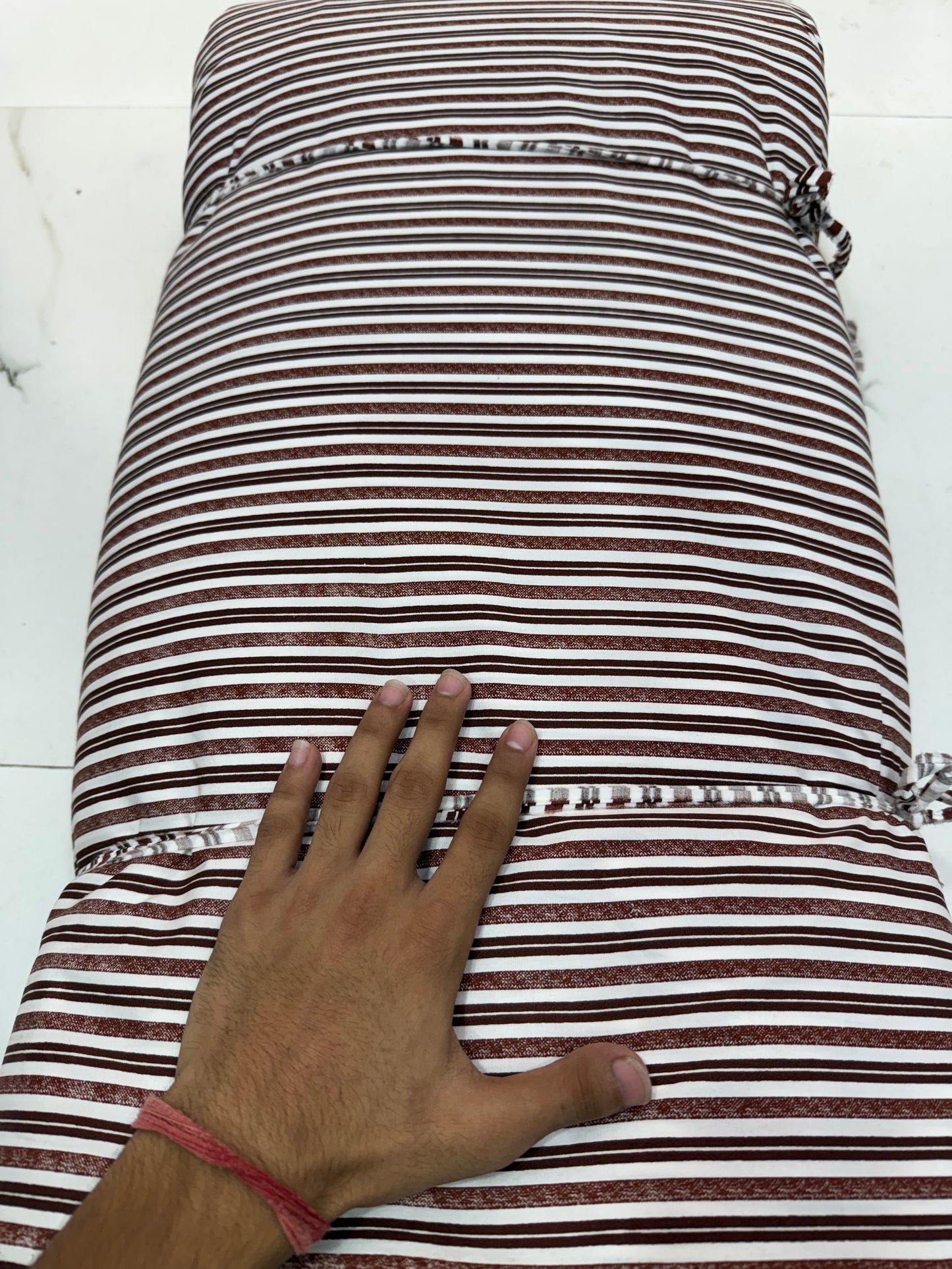 Buy 50s Poplin Brown Office Wear Stripe Fabric