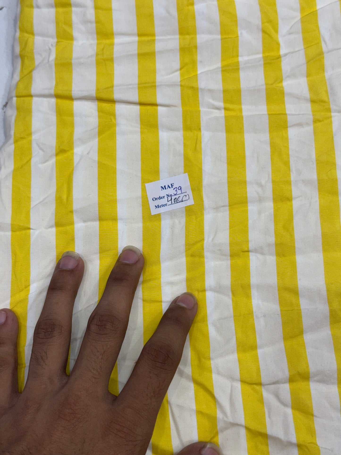 Buy Cutpiece Yellow white poplin stripe 40 Centimeter