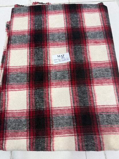 Buy Cutpiece Cotton Flannel Twill Ivory Maroon Black Check 1 Meter