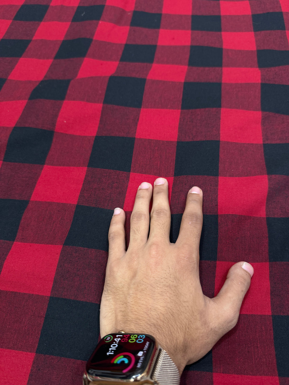 Buy Premium Cotton Twill Red Black Buffalo Check Fabric